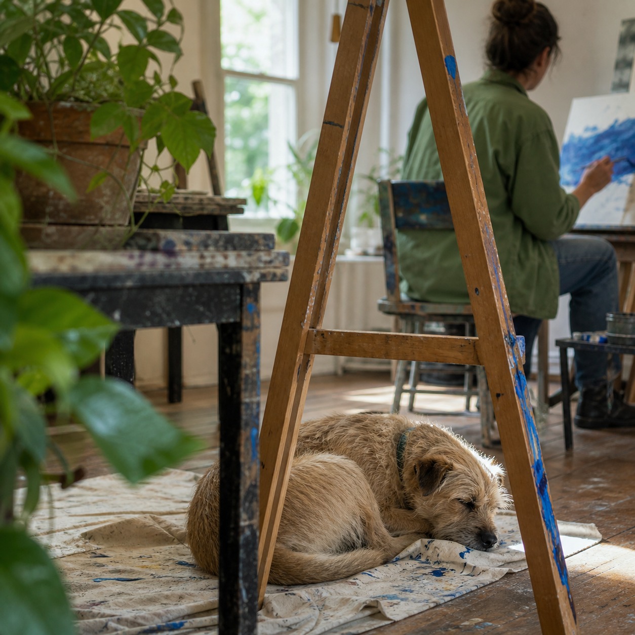 This Painter Takes His Rescue Dog Everywhere, Even the Gallery