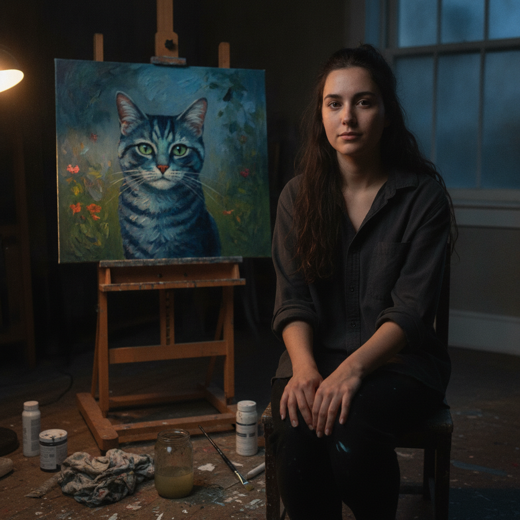 The Painter Who Hides Her Cats in the Dark