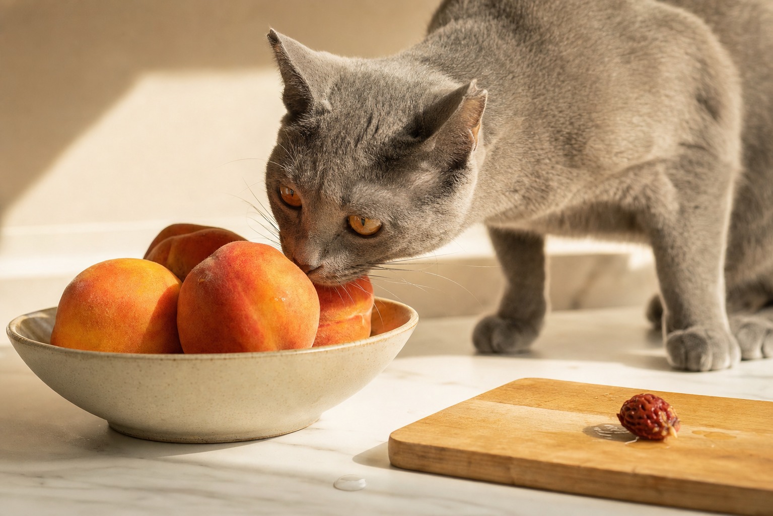 Cats and Peaches: The Sweet Flesh Is Safe. The Pit Is a Trip to the ER