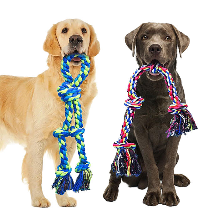 Feeko heavy-duty braided cotton rope dog toys with knots for tough tug play