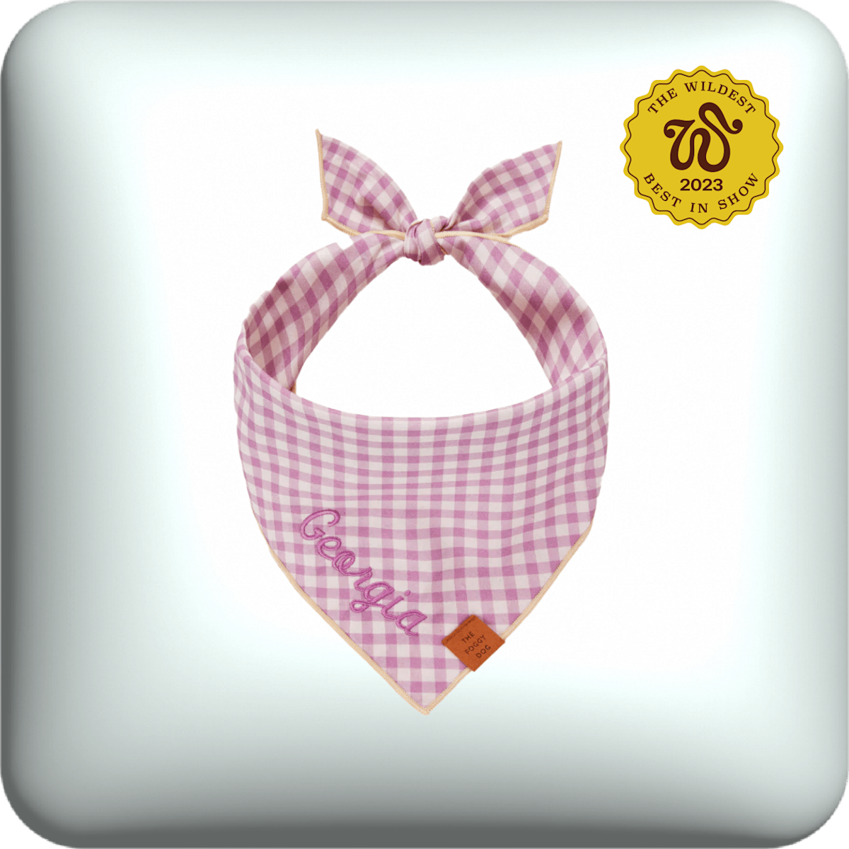 The Foggy Dog gingham dog bandana in thistle purple