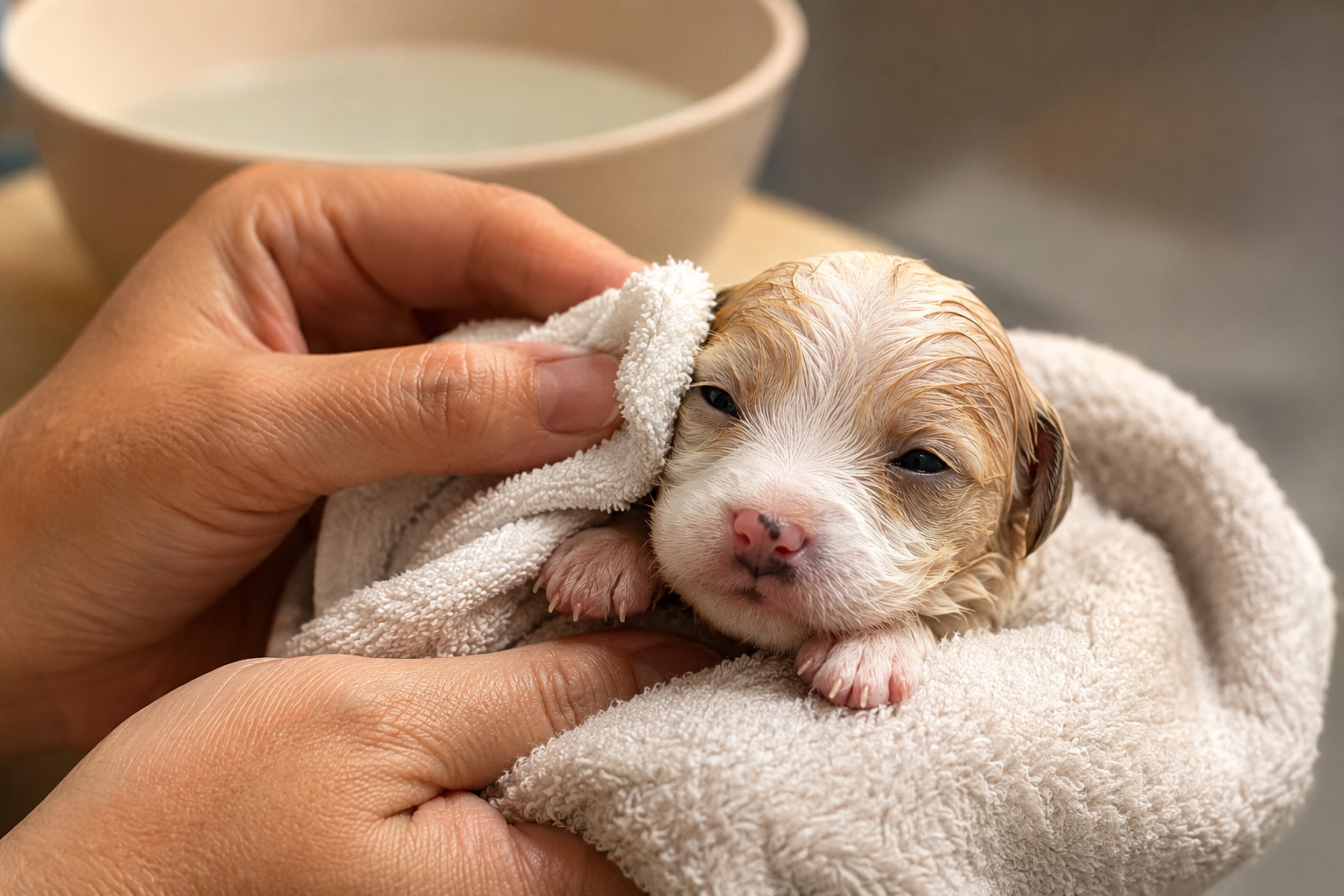 Never Put a 2-Week-Old Puppy in the Bath. The Water Isn't the Danger, the Cold Is.