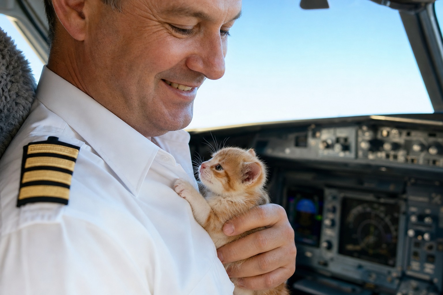 'Love at 30,000 Feet': The Pilot Who Adopted the Hurricane Kitten He Flew to Safety