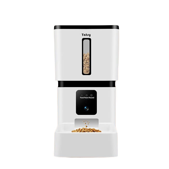 Automatic dog feeder with built-in camera and app-scheduled portions