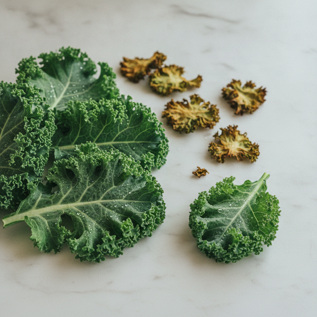 Kale chips prepared as a dog-safe snack