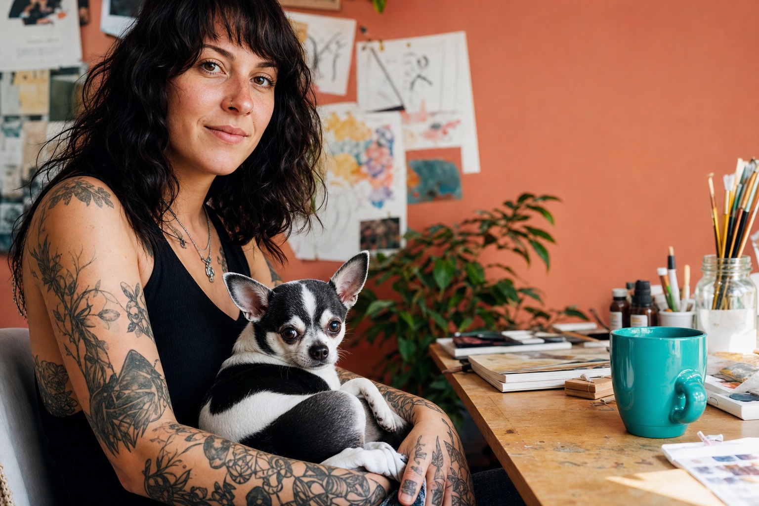 The Artist Who Couldn't Draw Herself Found a Workaround: an 8-Pound Chihuahua